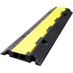 F Come 1 Pack Rubber Cable Ramp Hose Cable Protector Ramp 2 Channel 22000lbs Load Capacity Traffic Speed Bump Wires Power Lines Extension Cord Cover CAFUTY