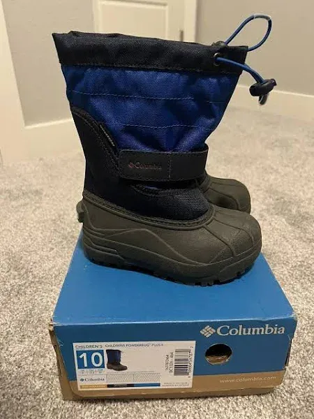 Columbia Powderbug Plus II Unisex Kids Blue Black Waterproof Snow Boots Size 12