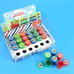 TINYMILLS 24 Pcs Train Stampers for Kids Birthday Party Goody Bag Stuffer Pinata Filler Carnival Rewards Class Prizes