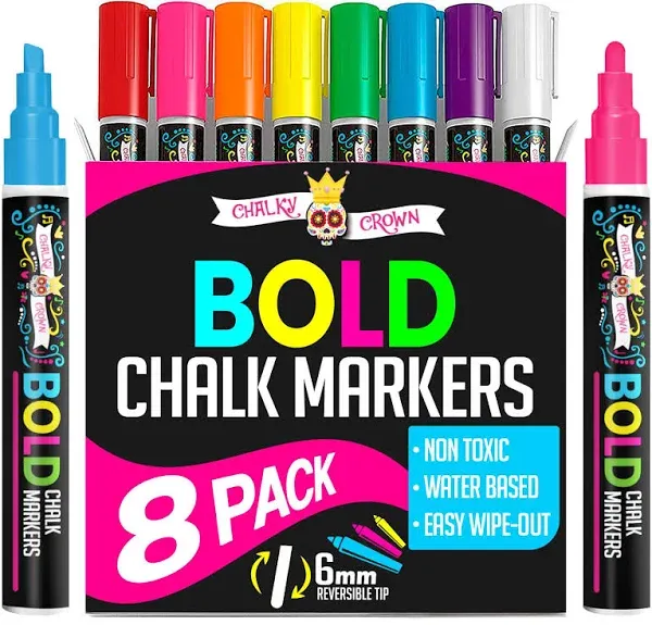 Liquid Chalk Markers for Blackboards - Bold Color Dry Erase Marker Pens - Chalk