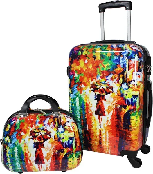 World Traveler 2-Piece Carry-On Hardside Spinner Luggage Set - Paris Nights