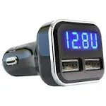 4.8A 24W Dual USB Car Charger Volt Meter Car Battery Monitor with LED Voltage &amp; 