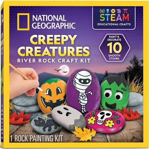 NATIONAL GEOGRAPHIC Creepy Creatures Rock Painting Kit - Halloween Art