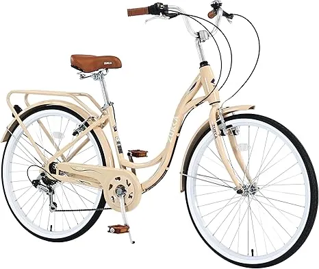 Arnahaishe Beach Cruiser Bike for Women 26-Inch Wheels 7-Speed