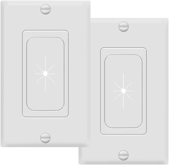 TOPGREENER Flexible Rubber Wall Grommet Insert with Decorator Wall Plate, Pass Through Plate for Low-Voltage Cables, Size 1-Gang 4.50" x 2.75," Polycarbonate Thermoplastic, TG8901-2PCS, White, 2 Pack