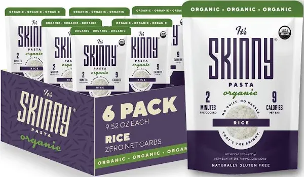 It's Skinny Organic Orzo Pasta - Rice Shaped Pasta Pre-Cooked Konjac Noodles Pasta, Low Carb & Low Calorie High Fiber, Sugar Free & Gluten Free