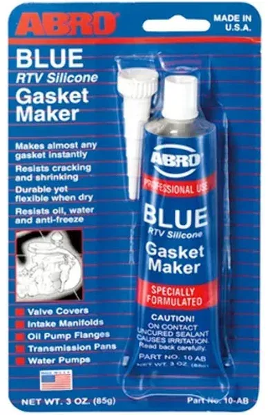 ABRO RTV Silicone Sealant and Gasket Maker: Up to 500 Degree F Heat, High Temp Silicone Sealant/Head Gasket Sealant, 3 oz/85g Tube - Blue