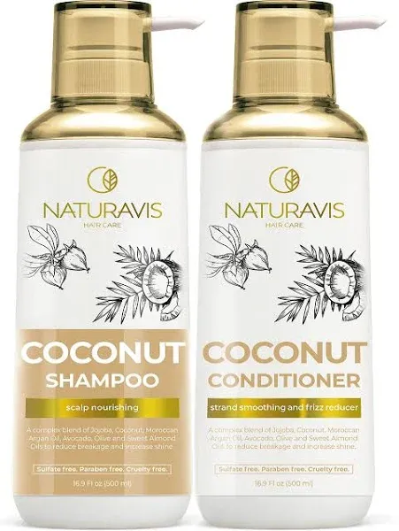 Coconut Shampoo and Conditioner Set - Sulfate Free and Paraben Free Intense M...