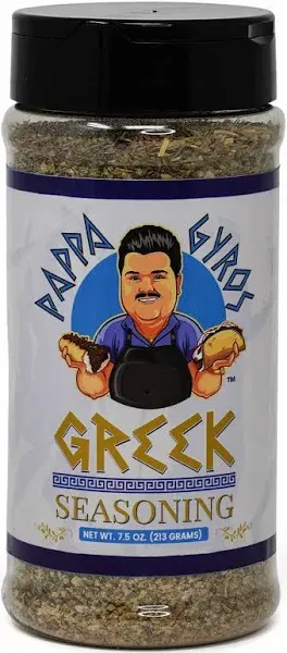 Pappa Gyros All Purpose Greek Seasoning Blend (No MSG) | Large Shaker 7.5 Oz | Authentic Mediterranean Seasoning & Spices | All Natural Greek Savory Herb & Spice Mix | Lamb, Chicken, Souvlaki, Kebab, Salad, Greek Gyro Seasoning