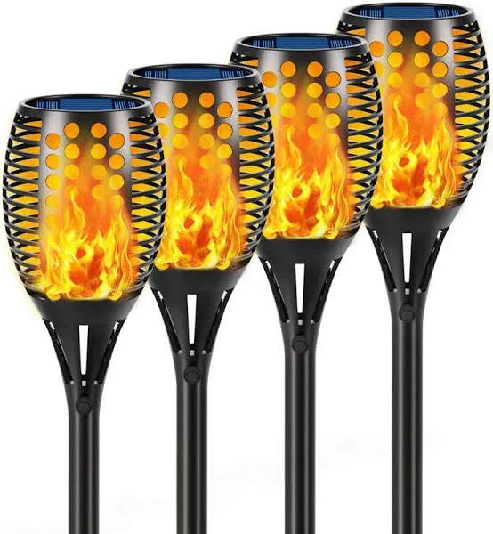 Aityvert Solar Lights, 43" Flickering Flames Torch Lights Outdoor Waterproof Landscape Decoration Lighting Dusk to Dawn Auto On/Off Security Flame Lights for Yard Garden Pathway Driveway 4-Pack