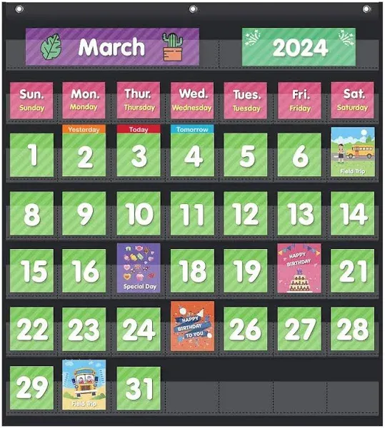 Ea May Classroom Monthly Calendar Pocket Chart