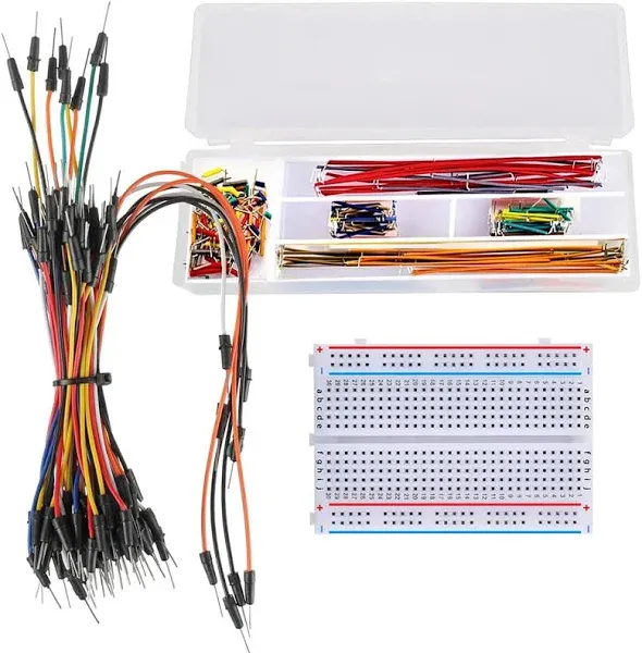 Breadboard Jumper Wire Kit with 400-Point Bread Board + 65pcs Multiple Sizes M/M Jumper Wire +140 Pieces 2-125mm Jumper Wire