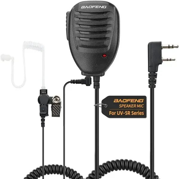 BAOFENG Microphone Accessories for Ham Radio Police Walkie Talkie Speaker Mic for UV-5R BF-F8HP5RM UV-21R K5PLUS GM-15 Pro UV-5G Plus GM-5RH TIDRADIO TD-H3 TD-H8 Quansheng UV-K5 (Black-1Pack+Headset)