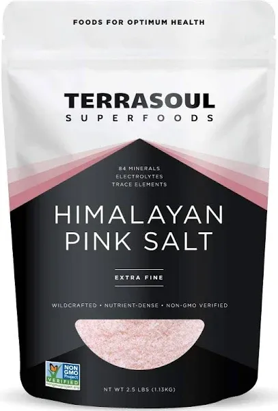 Terrasoul Superfoods Himalayan Pink Salt 2.5 Lbs - Extra Fine | Trace Minerals