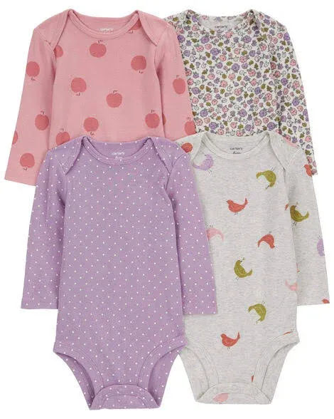 Carter's Baby Infant Floral 4-Pack L/S Bodysuits - Multi, 9 Months