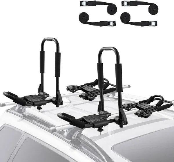 VEVOR Kayak Roof Rack J-Bar Soft Roof Rack Quick Folding Top Mount Tie Down Carrier