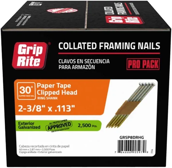 Grip-Rite 30 Degree Paper Tape Clipped Head Framing Stick Nail