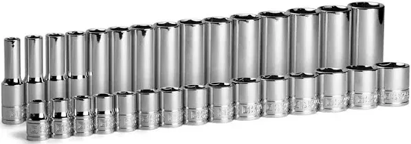 Capri Tools 3/8 in. Drive Shallow and Deep Chrome Socket Set, 6-Point, 8 to 22 mm, 30-Piece