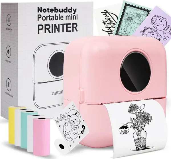 Notebuddy Mini Portable Printer, Bluetooth Smart Pocket Inkless Thermal X5-Pink