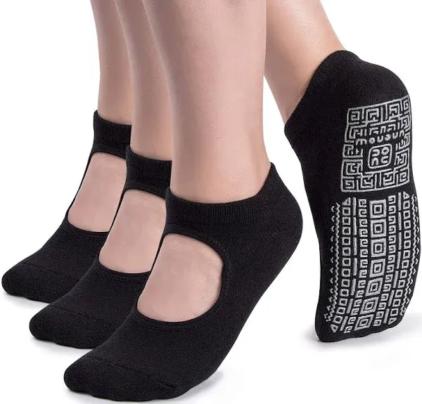 Women's Non Slip Grip Yoga Socks with Cushion