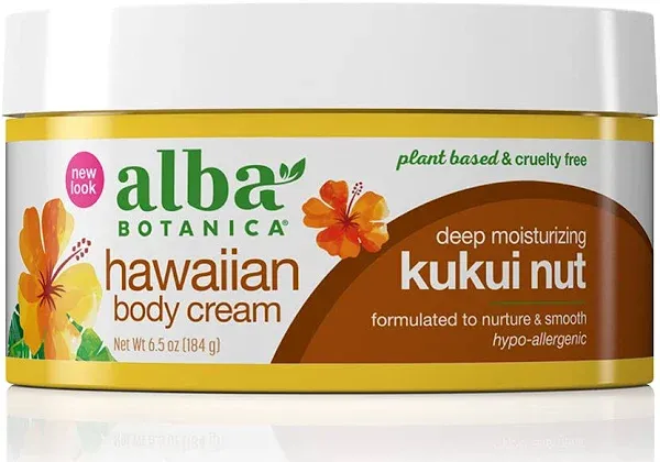 Alba Botanica Kukui Nut Body Cream 6.5-Ounce Bottle (Pack of 2)