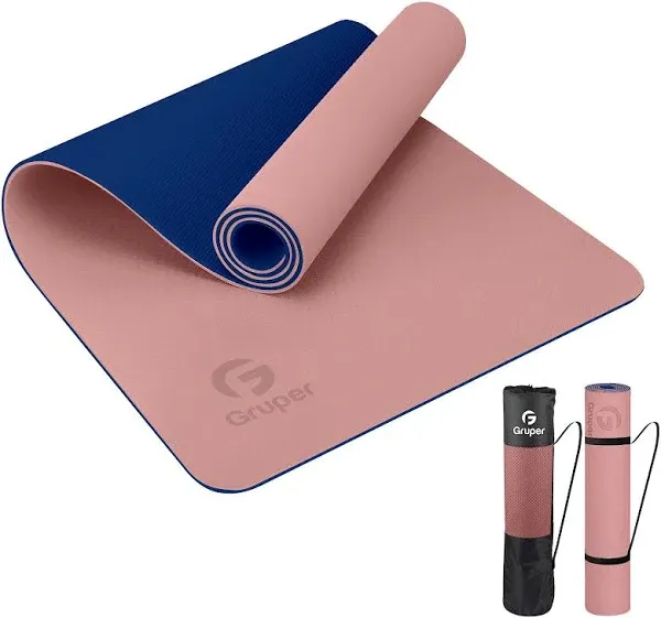 Gruper Yoga Mat Non Slip Eco Friendly Fitness Exercise Mat with Carrying Strap,Pro Yoga Mats for Women,Workout Mats for Home