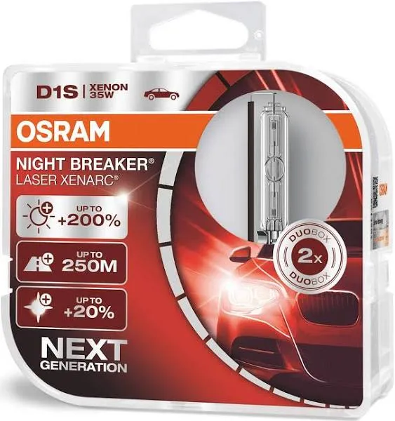 OSRAM Xenarc Night Breaker Laser D1S Xenon Car Headlight Bulbs (Twin)