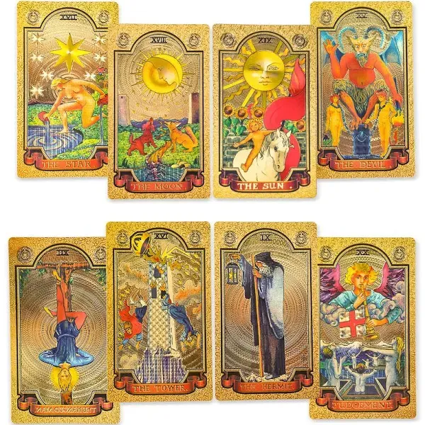 78 Gold foil Tarot Cards with Guide Book Tarot Deck for Beginners and Profess...