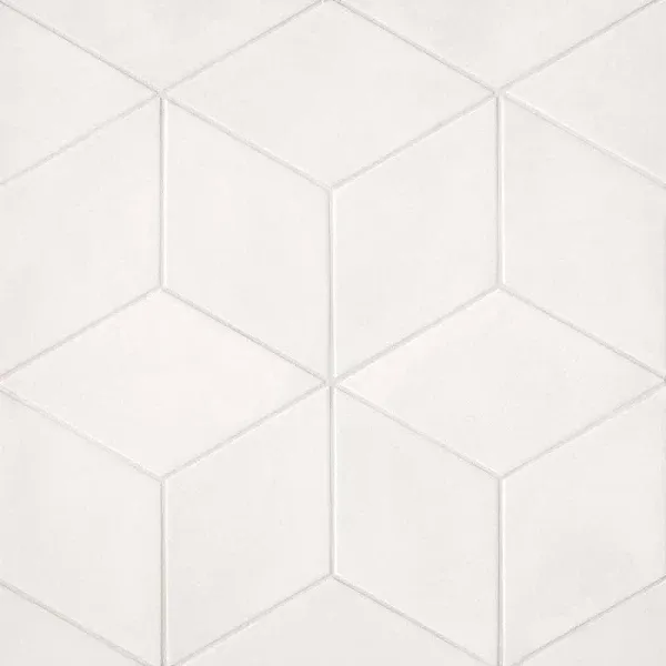 Allora 7.5" x 12.75" Rhomboid Matte Porcelain Tile in Solid White