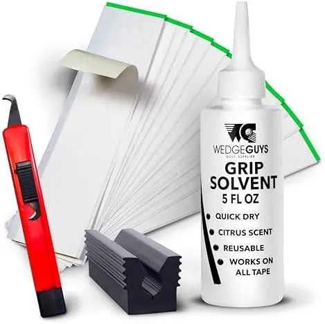 Golf Grip Kit - 15 Golf Grip Tape Strips and 5 oz. Grip Solvent