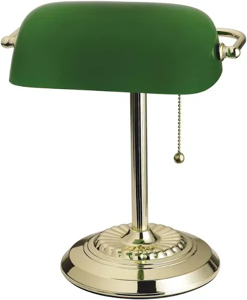 Tensor Brass Plated Banker's Desk Lamp, Green Shade, 13.5 Inches