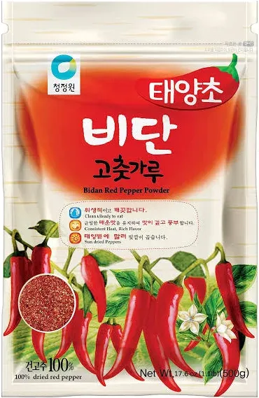 Spicy Korean Bidan Red Pepper Chili Flakes, Gochugaru, 17.6oz