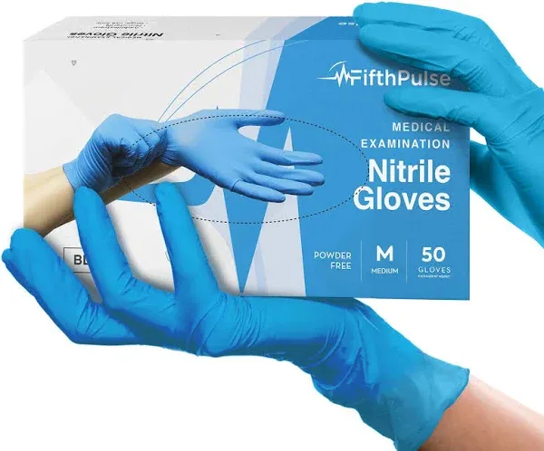 Blue Gloves Disposable Latex Free Medium, 50 Count - Medical and 