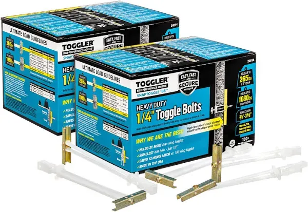 Toggler SnapToggle BB 1/4&#034; Toggle Bolt Heavy Duty Strap Anchor Partial Box of 69