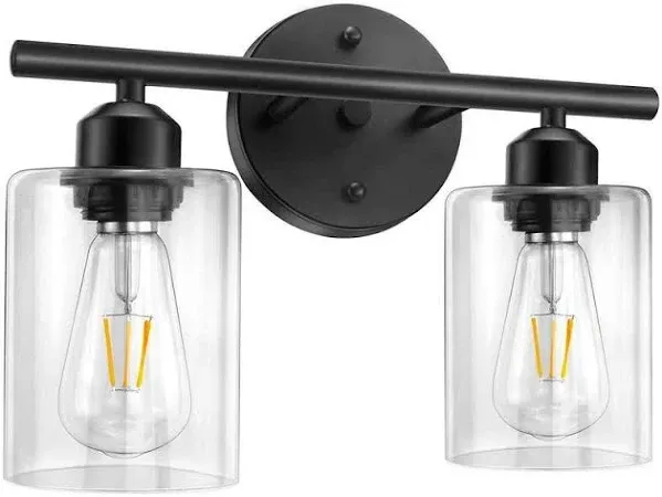 10 44 in. 2-Light Oil Rubbed Bronze Bathroom Vanity Light with Clear Glass Shades