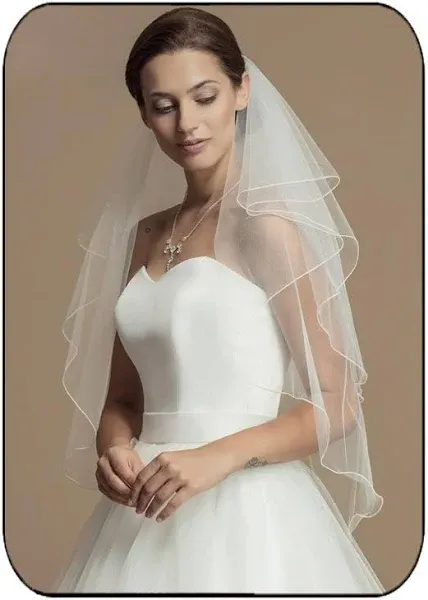 Heread 2-Tier Waist Length Tulle Veil with Pencil Edge