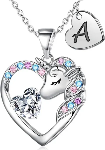 Unicorns Gifts for Girls - Unicorns Gifts CZ Heart Unicorn Necklaces for Girls Jewelry Initial Necklaces for Girls Teen Unicorns Gifts for Girls Unicorn Jewelry Birthday Gifts