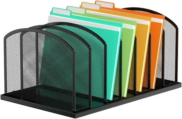 Kuntine.B Desk File Organizer 7 Upright Mesh Desktop Organizer File Sorter Office Organization File Holder for Home, Office & Classroom