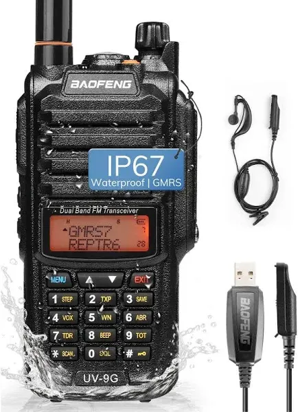 Baofeng UV-9G GMRS Radio | 5W IP67 Waterproof | Repeater Capable NOAA