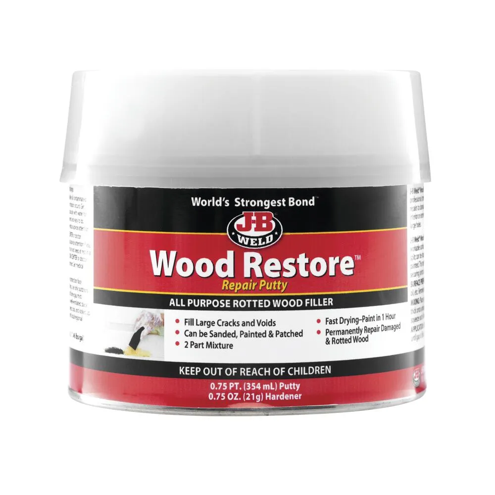 J-B Weld 40003 Wood Restore Repair Putty - 0.75 Pt. Putty, 0.75 Oz. Hardener