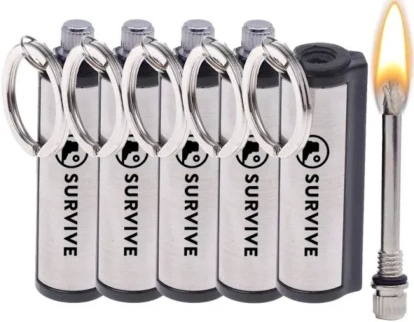 Survive Permanent Match Pack of 5 The Forever Lighter Emergency Fire Starter Striker Set