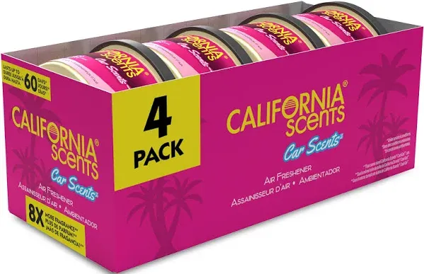 California Scents Car Air Freshener - Coronado Cherry, Pack of 4, Lasts 60 Days