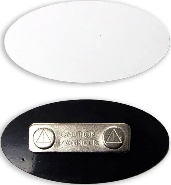 10 Brushed Gold Name Tag Badge Blanks 1.5&#034; x 3&#034; Oval With Magnetic Backing Clasp