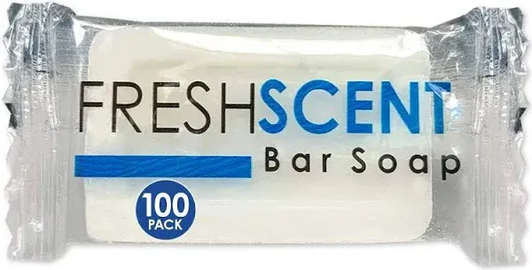 Freshscent 1.0 oz Bar Soap Hotel Travel Size, Individually Wrapped, Vegetable Based, Bulk Amenities and Toiletries for Hospitality