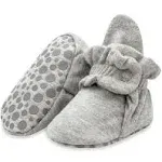 Zutano Organic Cotton Gripper Baby Bootie - Heather Gray