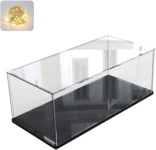 Thickened Clear Acrylic Display Case 15.7 x 7.9 x inch Internal, Black 