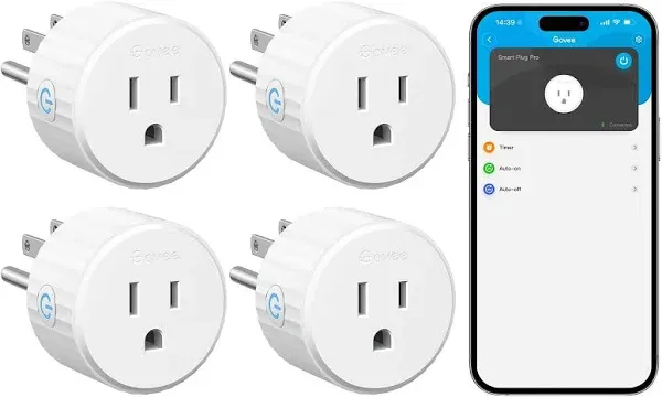 Govee Matter Smart Plug, WiFi & Bluetooth Plug Work with Alexa & Google Home, Smart Outlet with Schedule & Timer, Matter Smart Home with Voice & Remote Control, FCC & ETL Certified for Home, 4 Pack