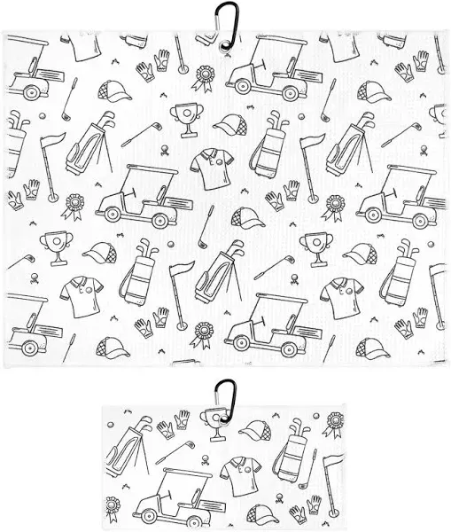 Playing It Forward Golf Doodles Print Premium Set of 2 Microfiber Golf Towel