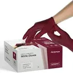 Fifth Pulse Nitrile Exam Latex Free &amp; Powder Free Gloves - Burgundy