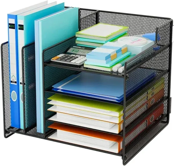 Kuntine.B 4-Tier Mesh Desk Organizers with File Holder